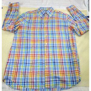 Paul & Shark Yachting Mens Multi-Color Plaid Button-Down Shirt M 100% Cotton Mad
